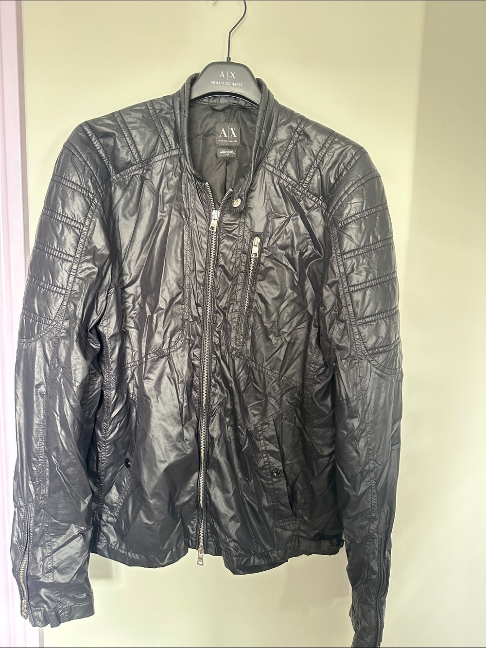 Armani Exchange Men's Black Quilted Bomber Jacket